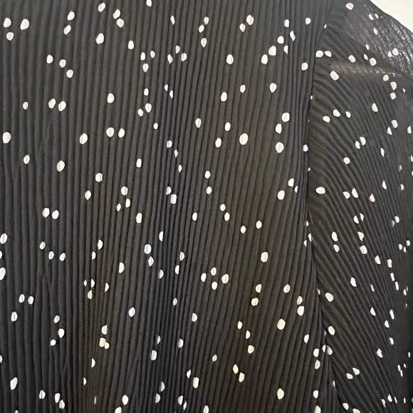 ZARA Polka Dot Pleated Blouse Black White Size Small - Picture 5 of 5